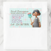 Cartoon Schoonmaak Janitorial Lady Wash Bath Rechthoekige Sticker (Tas)