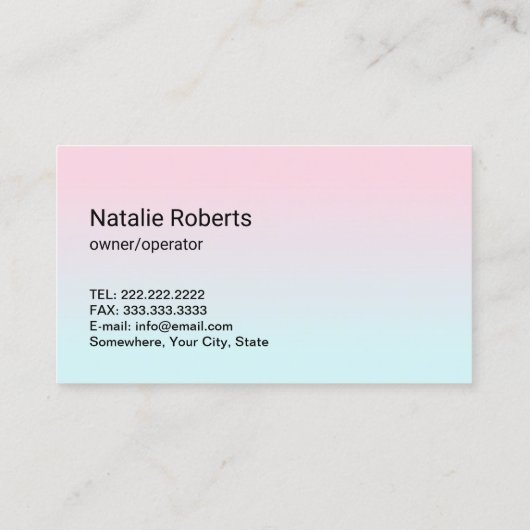 Cartoon schoonmaakservice Pastel Roze Blauw Visitekaartje (Achterkant)