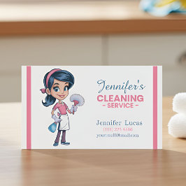 Cartoon schoonmaken Lady Visitekaartjes