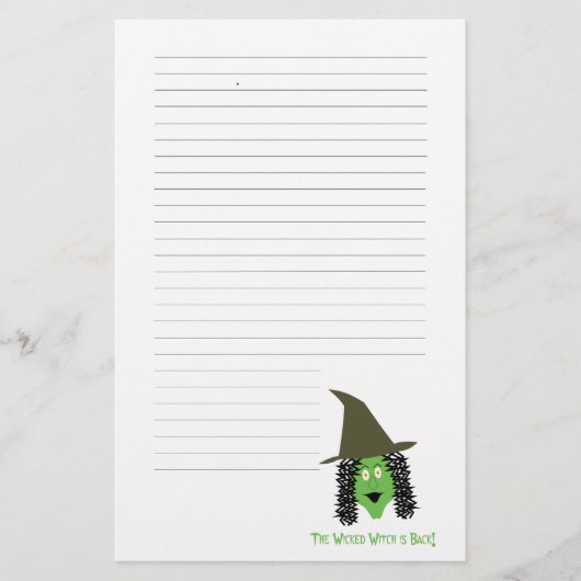 Cartoon schopte het heksenbriefpapier : gelineerd briefpapier (Voorkant)