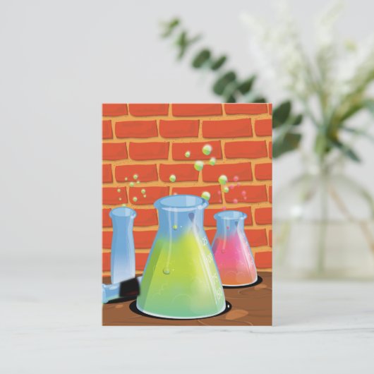Cartoon Science experimenten Briefkaart (Staand voorkant)