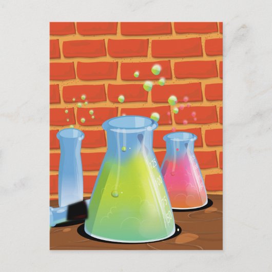 Cartoon Science experimenten Briefkaart (Voorkant)
