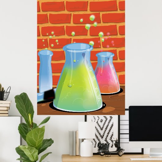 Cartoon Science experimenten Poster (Thuiskantoor)