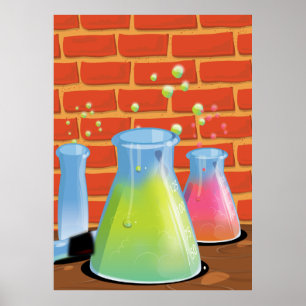 Cartoon Science experimenten Poster
