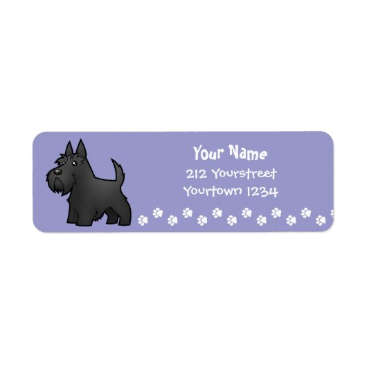 Cartoon Scottish Terrier Etiket (Voorkant)