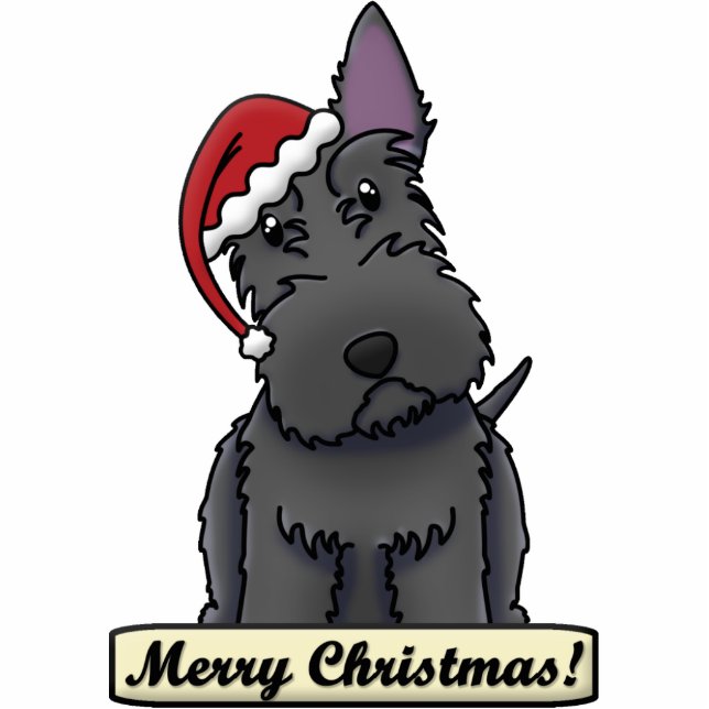Cartoon Scottish Terrier kerstversiering Fotobeeldje Ornament (Voorkant)