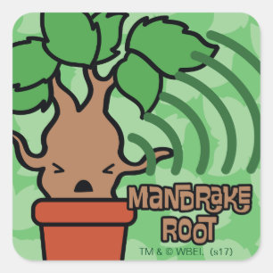 Cartoon Screaming Mandrake Character Art Vierkante Sticker