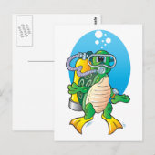 Cartoon Scuba Turtle Briefkaart (Voorkant / Achterkant)
