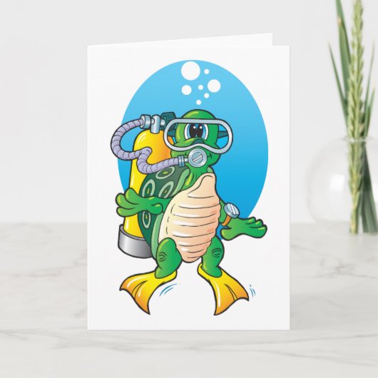 Cartoon Scuba Turtle Kaart (Voorkant)