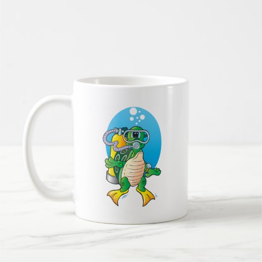 Cartoon Scuba Turtle Koffiemok (Links)