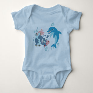 Cartoon Seacow en Dolfijn baby kleding Romper