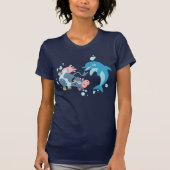 Cartoon Seacow en dolfijnenvrouwen T-shirt (Voorkant)