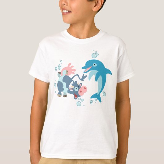 Cartoon Seacow en Dolphin kinderen T-shirt (Voorkant)