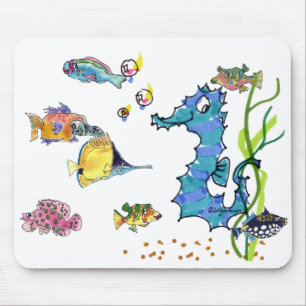 Cartoon Seahorse Cute Cartoon Fish Muismatten