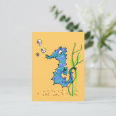 Cartoon Seahorse Cute Fish Briefkaart (Staand voorkant)