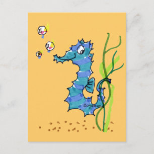 Cartoon Seahorse Cute Fish Briefkaart