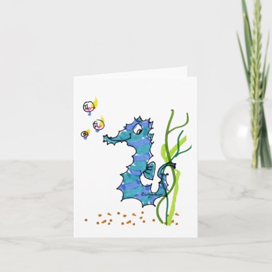 Cartoon Seahorse Cute Kaart (Voorkant)