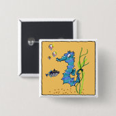 Cartoon Seahorse Cute Vierkante Button 5,1 Cm (Voorkant /achterkant)