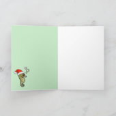 Cartoon Seahorse Santa Feestdagen Kaart (Binnen)