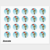 Cartoon Seahorse Santa Ronde Sticker (Vel)