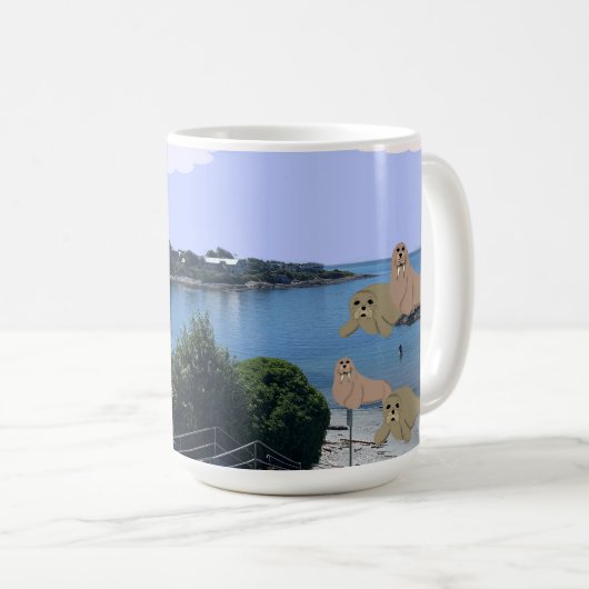 Cartoon Sealions and Walrus Coffee Mok (Voorkant rechts)