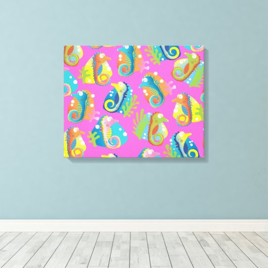 Cartoon Seapaarden Canvas Afdruk (Insitu (Houten vloer))