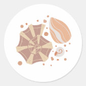Cartoon seashell met ornament doedelen ronde sticker (Voorkant)