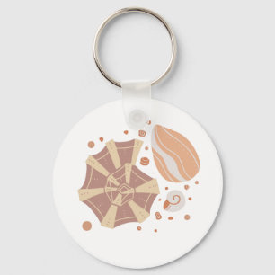 Cartoon seashell met ornament doedelen sleutelhanger