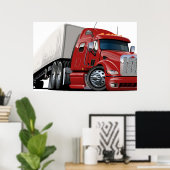 Cartoon semi truck poster (Thuiskantoor)