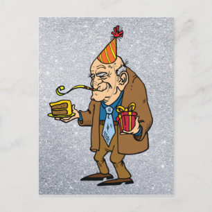 cartoon senioren man briefkaart