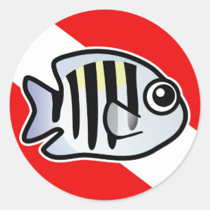 Cartoon sergeant-majoor Dive Vlag Ronde Sticker