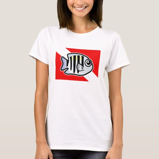 Cartoon sergeant-majoor Dive Vlag T-shirt (Voorkant)