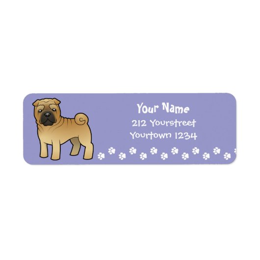 Cartoon Shar Pei Etiket (Voorkant)