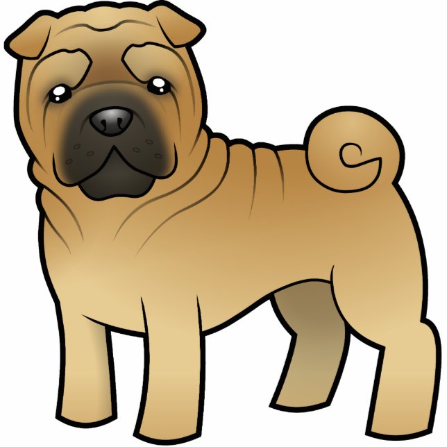Cartoon Shar Pei Fotobeeldje Magneet (Voorkant)