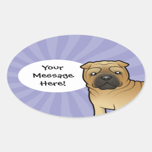 Cartoon Shar Pei Ovale Sticker
