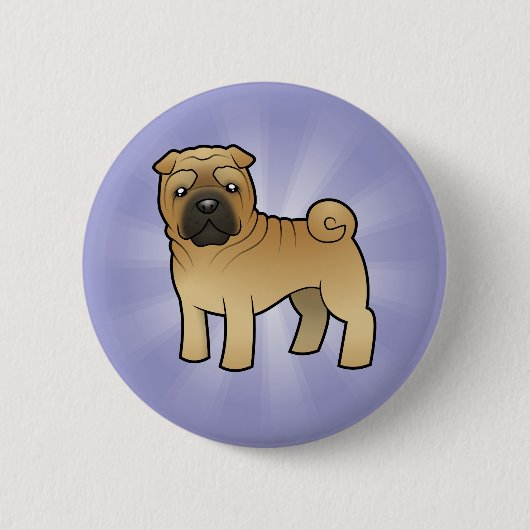 Cartoon Shar Pei Ronde Button 5,7 Cm (Voorkant)
