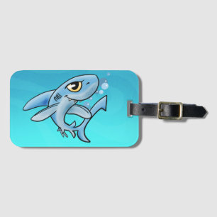 Cartoon shark bagagelabel