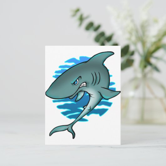 Cartoon Shark Briefkaart (Staand voorkant)