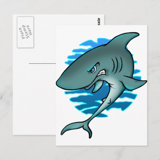 Cartoon Shark Briefkaart (Voorkant / Achterkant)