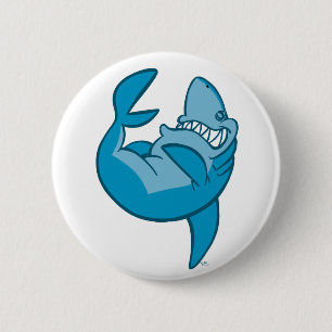 Cartoon Shark die de Button terugrolt om te lachen