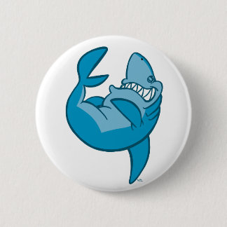 Cartoon Shark die de Button terugrolt om te lachen