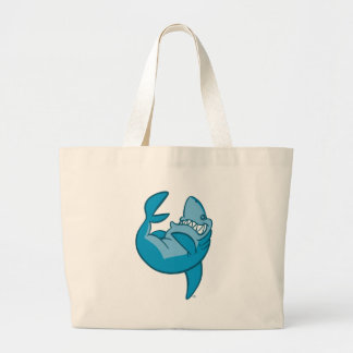 Cartoon Shark die terugrolt om te lachen Grote Tote Bag
