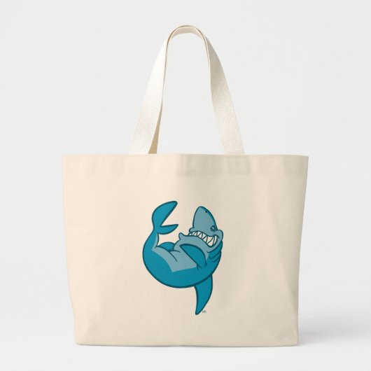 Cartoon Shark die terugrolt om te lachen Grote Tote Bag (Voorkant)