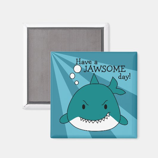Cartoon Shark Jawsome Day Magneet (Voorkant / Achterkant)