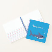 Cartoon Shark Kind Blue Handwrite - Art Notitieboe Notitieboek (Binnen)