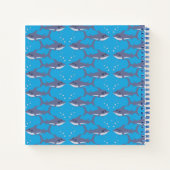 Cartoon Shark Kind Blue Handwrite - Art Notitieboe Notitieboek (Achterkant)