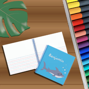Cartoon Shark Kind Blue Handwrite - Art Notitieboe Notitieboek