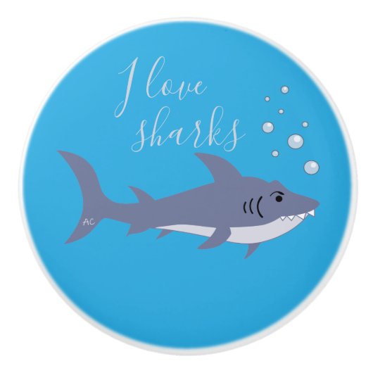 Cartoon Shark Kind Dresser Ceramic Knob. Keramische Knop (Voorkant)