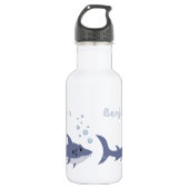 Cartoon Shark Kind Waterfles met Naam (Voorkant)
