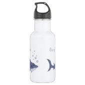 Cartoon Shark Kind Waterfles met Naam Waterfles (Achterkant)